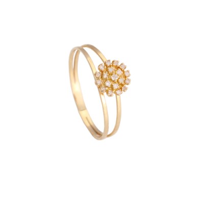 Anel flor em diamantes aro duplo chatão 18 - 3,72 OF