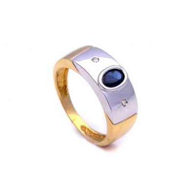 Anel de formatura, pedra oval 7x5 e diamantes 