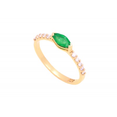 ANEL NAVETE EM ESMERALDA E DIAMANTES - 5,79 OF