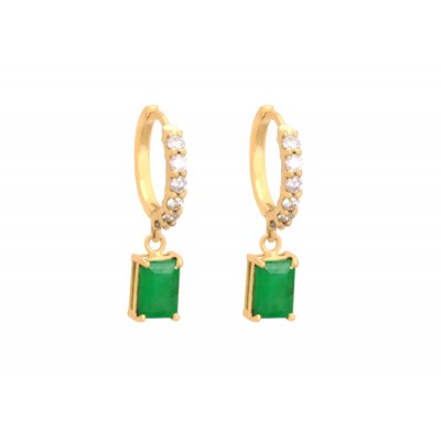 BRINCO ARGOLA CRAVEJDA COM DIAMONDS E BAGUETE PENDENTE 