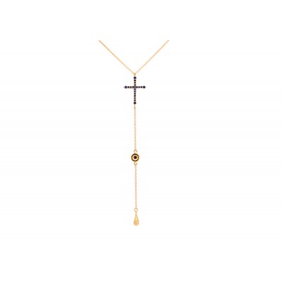 GARGANTILHA CRUZ COM GOTA PENDENTE