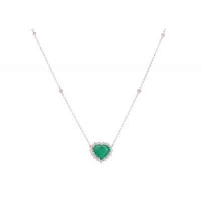 GARGANTILHA CORAÇÃO EM ESMERALDA DIAMONDS AO REDOR 