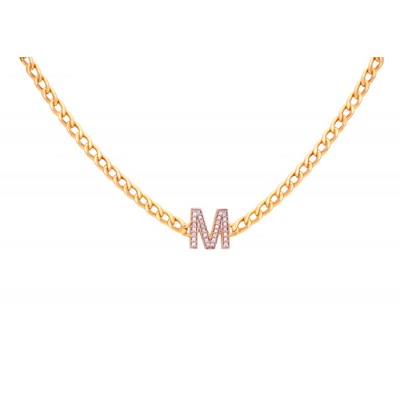 GARGANTILHA GRUMET COM INICIAL CRAVEJADA COM DIAMANTES 