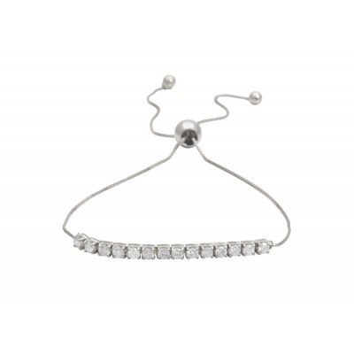 Pulseira meia riviera cravejada com diamantes de 5pts - 