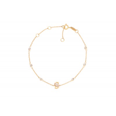 PULSEIRA LETRA INICIAL CRAVEJADA DE DIAMONDS COM CANHÕES DUPLOS