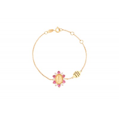 PULSEIRA NOSSA SENHORA DAS GRAÇAS COM TURMALINA ROSA E TOPÁZIO 