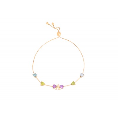 PULSEIRA LETRA INICIAL COM CORAÇÕES RAINBOW 