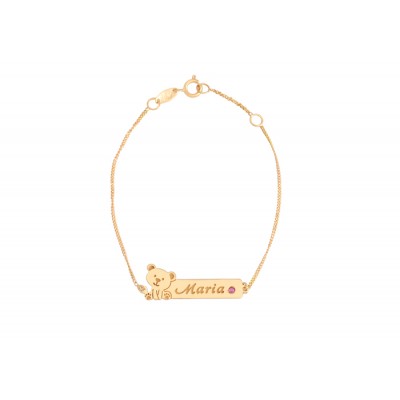 PULSEIRA PERSONALIZADA COM URSO E PEDRINHA CRAVEJADA 