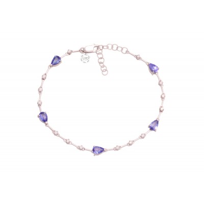 PULSEIRA EM DIAMANTES E TANZANITAS GOTAS 4X6MM - 10,98 OF 
